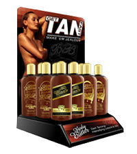 body butter tanning lotion bottle display